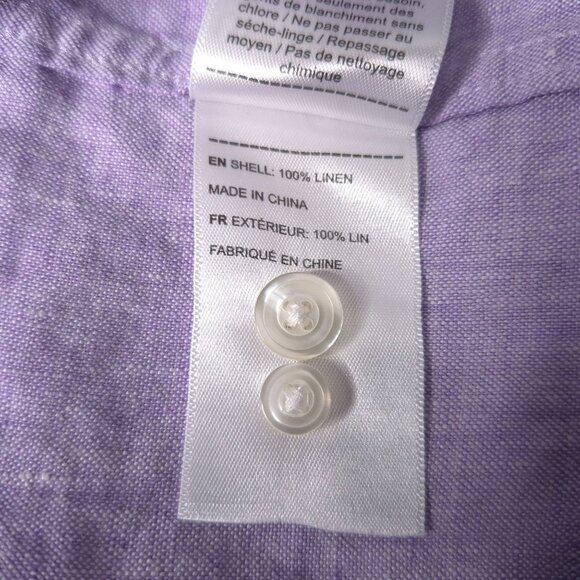 Untuckit Mens Wrinkle Resistant Linen Button-Down Shirt XL Purple Long Sleeve - Picture 5 of 5